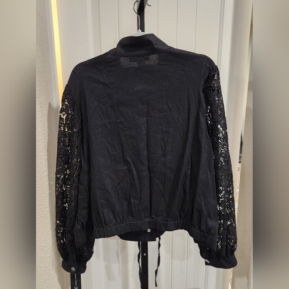 I.N.C International Cpncepts Black Jacket with Lace Sleeves - Picture 2 of 5